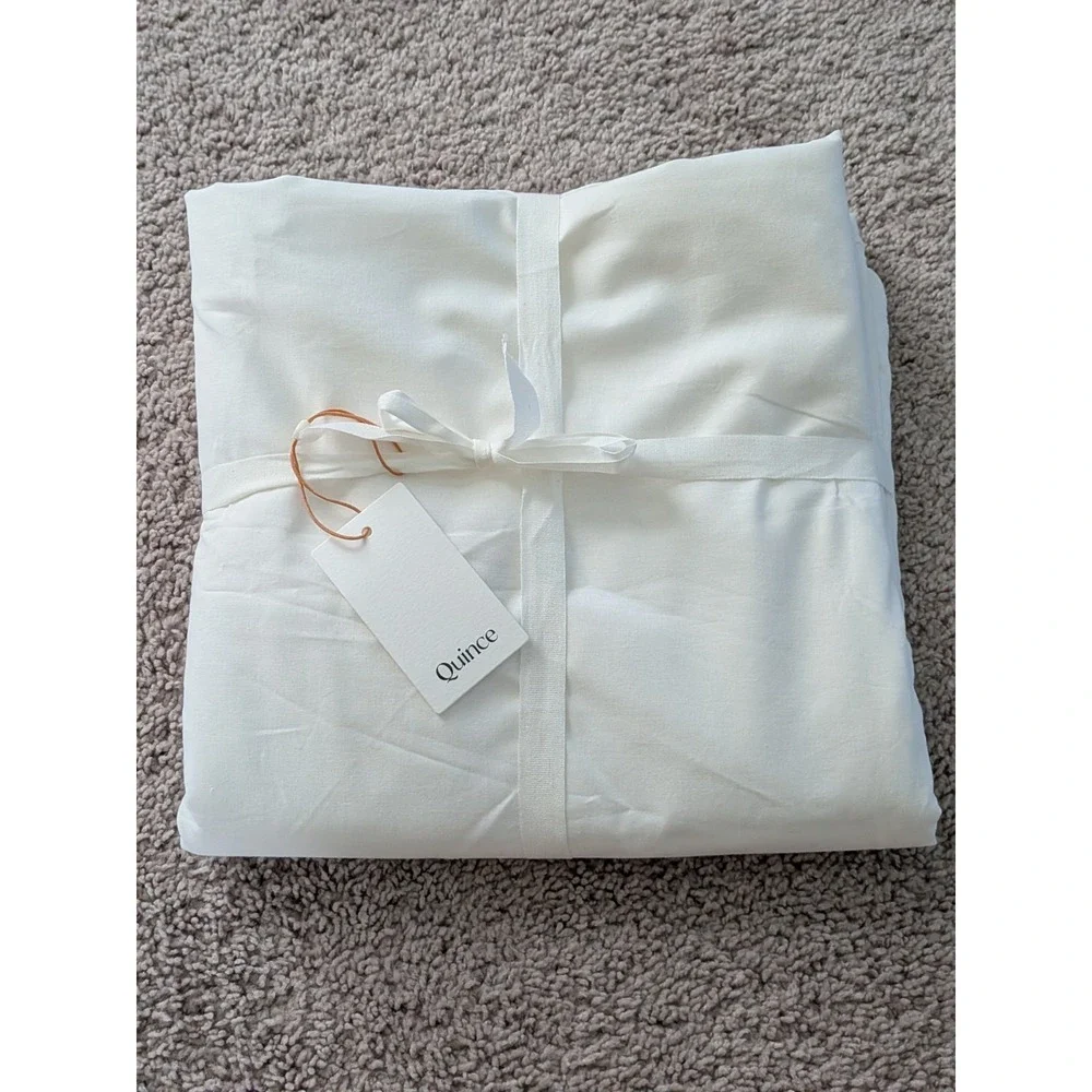 Quince European Linen Curtain 46x96 White Light Filtering Single Panel NWT